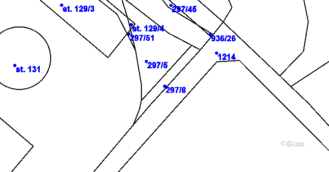 Parcela st. 297/8 v KÚ Drahenice, Katastrální mapa