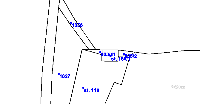 Parcela st. 803/11 v KÚ Drahenice, Katastrální mapa