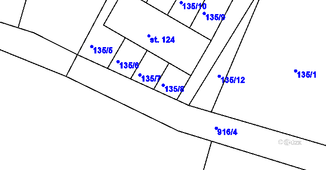 Parcela st. 135/8 v KÚ Drahenice, Katastrální mapa