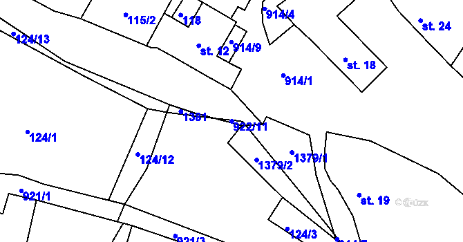Parcela st. 922/11 v KÚ Drahenice, Katastrální mapa