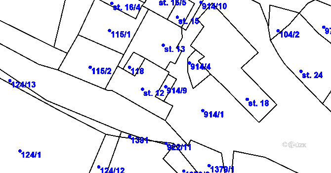 Parcela st. 914/9 v KÚ Drahenice, Katastrální mapa