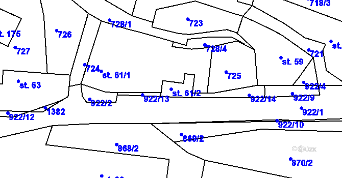 Parcela st. 61/2 v KÚ Drahenice, Katastrální mapa