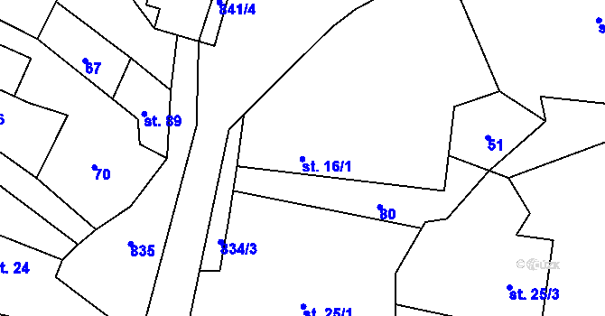 Parcela st. 16 v KÚ Drahenický Málkov, Katastrální mapa