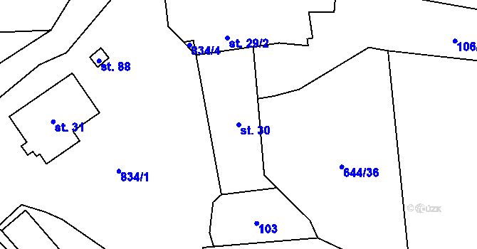 Parcela st. 30 v KÚ Drahenický Málkov, Katastrální mapa