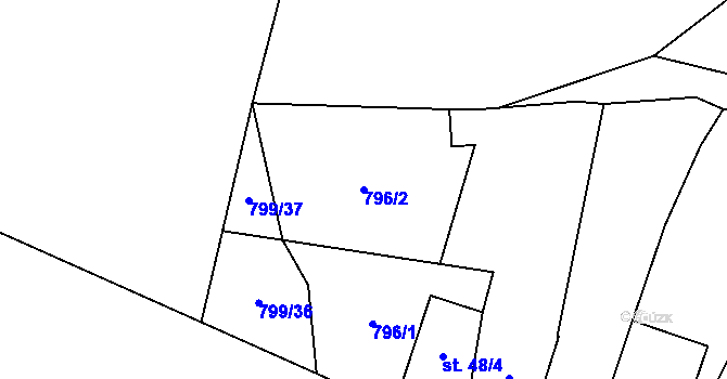 Parcela st. 796/2 v KÚ Drahenický Málkov, Katastrální mapa