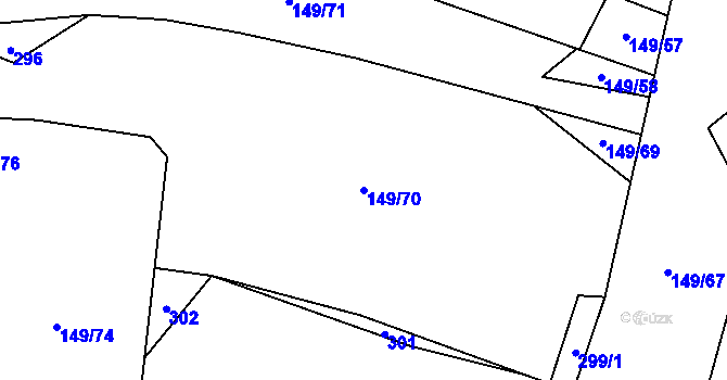 Parcela st. 149/70 v KÚ Drahenický Málkov, Katastrální mapa