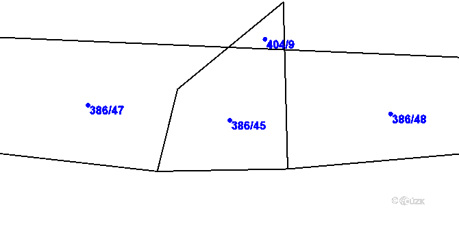 Parcela st. 386/45 v KÚ Drahenický Málkov, Katastrální mapa