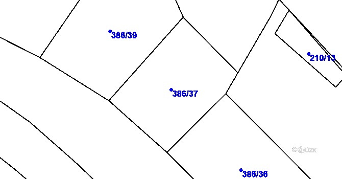 Parcela st. 386/37 v KÚ Drahenický Málkov, Katastrální mapa