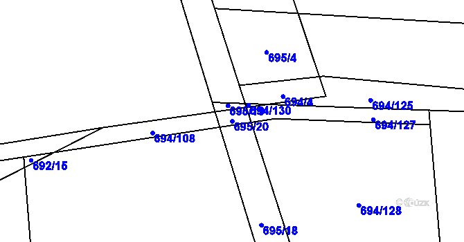 Parcela st. 695/20 v KÚ Drahenický Málkov, Katastrální mapa