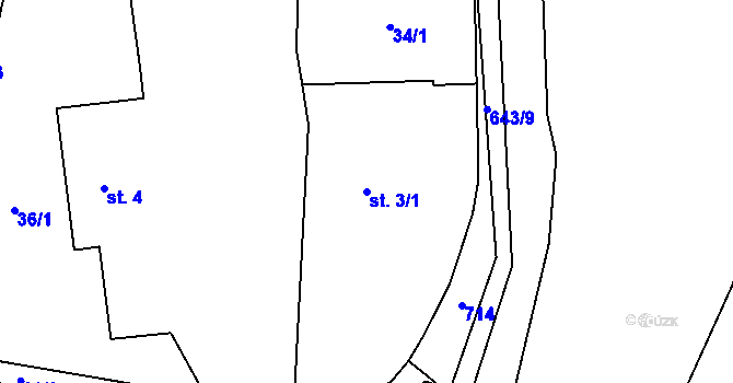 Parcela st. 3/1 v KÚ Drahkov, Katastrální mapa