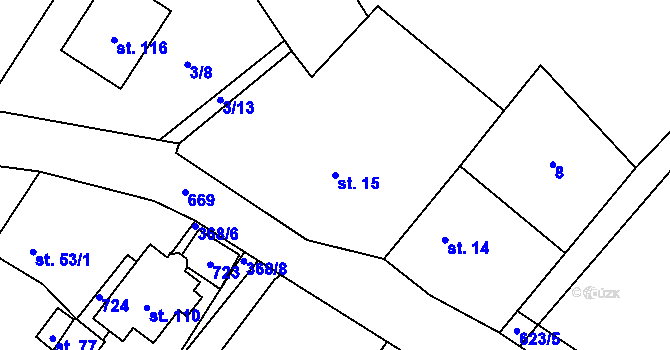 Parcela st. 15 v KÚ Drahkov, Katastrální mapa
