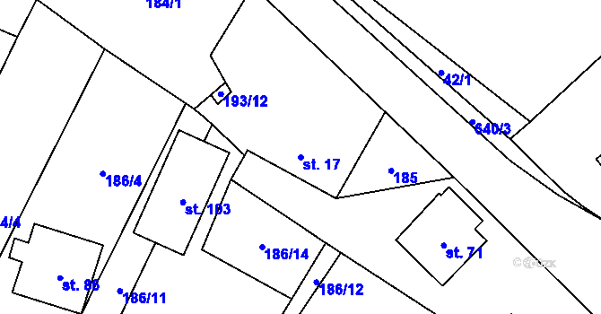 Parcela st. 17 v KÚ Drahkov, Katastrální mapa