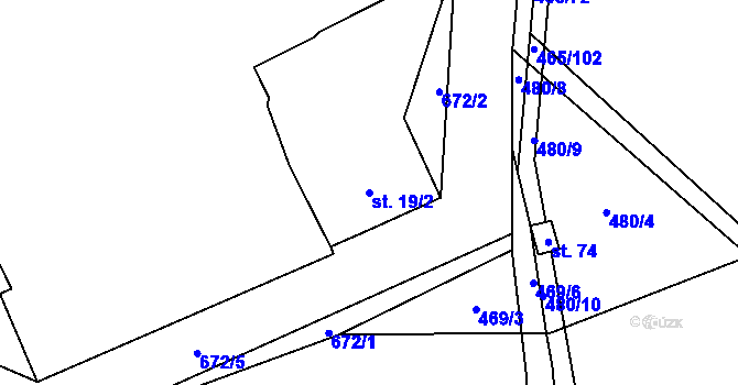 Parcela st. 19/2 v KÚ Drahkov, Katastrální mapa