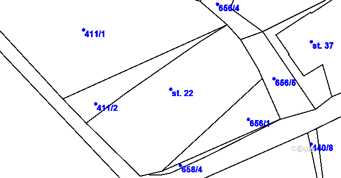 Parcela st. 22 v KÚ Drahkov, Katastrální mapa