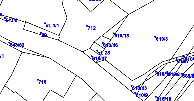 Parcela st. 28 v KÚ Drahkov, Katastrální mapa