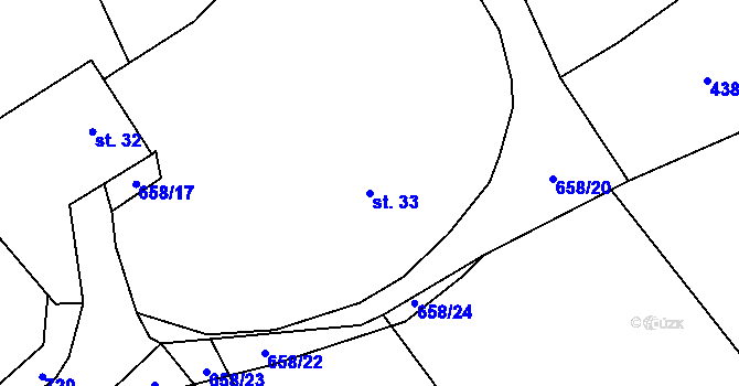 Parcela st. 33 v KÚ Drahkov, Katastrální mapa