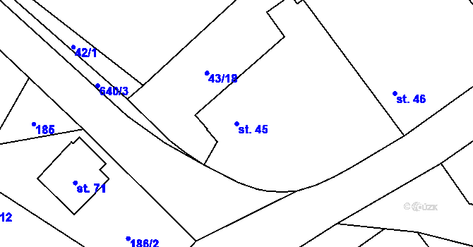 Parcela st. 45 v KÚ Drahkov, Katastrální mapa