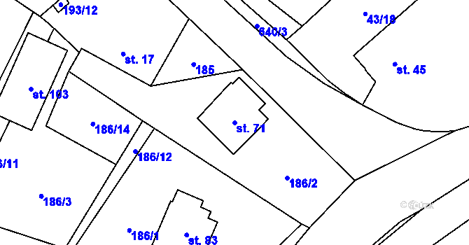 Parcela st. 71 v KÚ Drahkov, Katastrální mapa