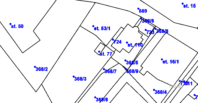 Parcela st. 77 v KÚ Drahkov, Katastrální mapa