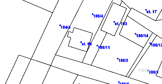 Parcela st. 86 v KÚ Drahkov, Katastrální mapa