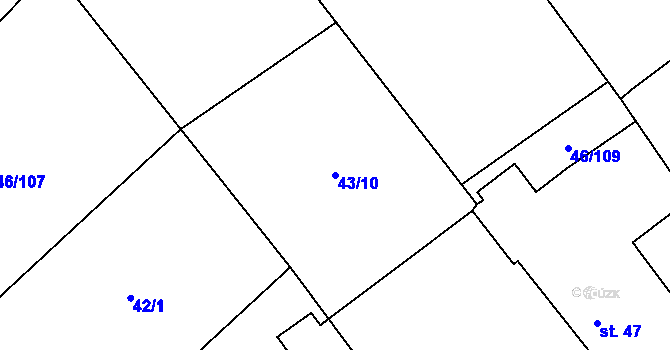 Parcela st. 43/10 v KÚ Drahkov, Katastrální mapa