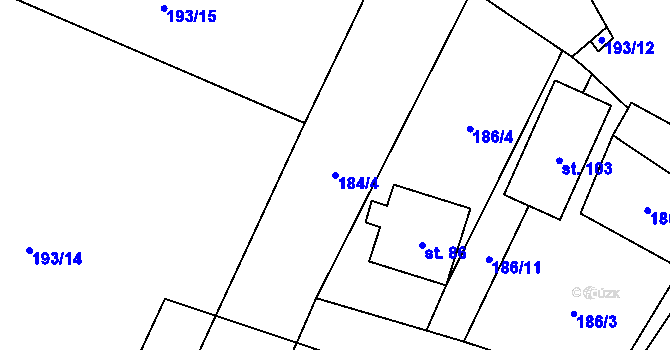 Parcela st. 184/4 v KÚ Drahkov, Katastrální mapa
