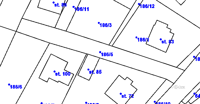 Parcela st. 186/5 v KÚ Drahkov, Katastrální mapa
