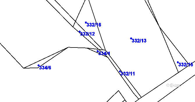 Parcela st. 334/1 v KÚ Drahkov, Katastrální mapa