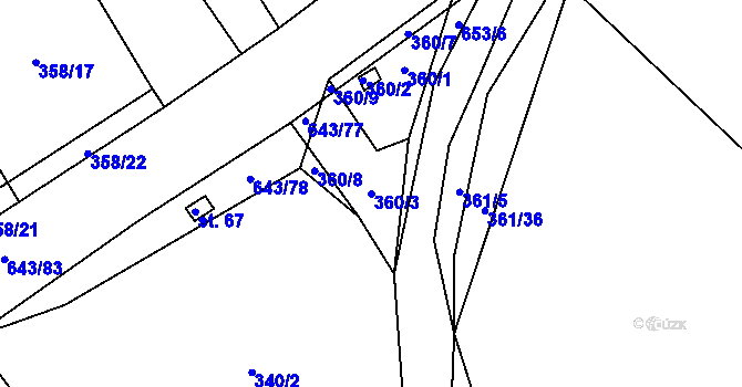 Parcela st. 360/3 v KÚ Drahkov, Katastrální mapa