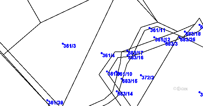 Parcela st. 361/4 v KÚ Drahkov, Katastrální mapa