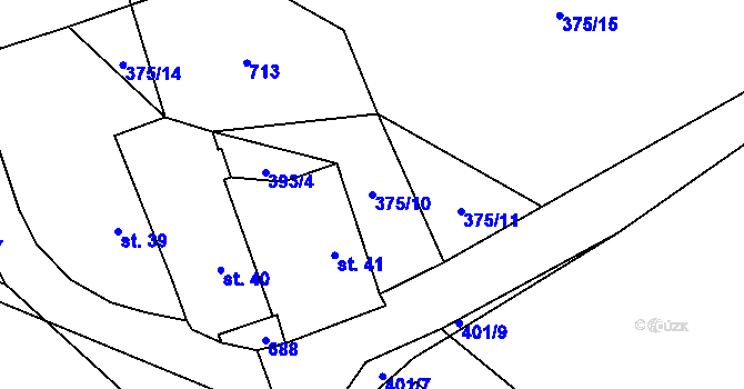 Parcela st. 375/10 v KÚ Drahkov, Katastrální mapa