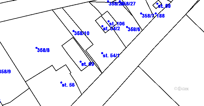 Parcela st. 54/1 v KÚ Drahkov, Katastrální mapa