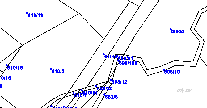 Parcela st. 610/6 v KÚ Drahkov, Katastrální mapa
