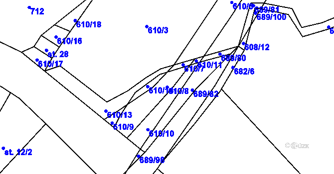 Parcela st. 610/8 v KÚ Drahkov, Katastrální mapa