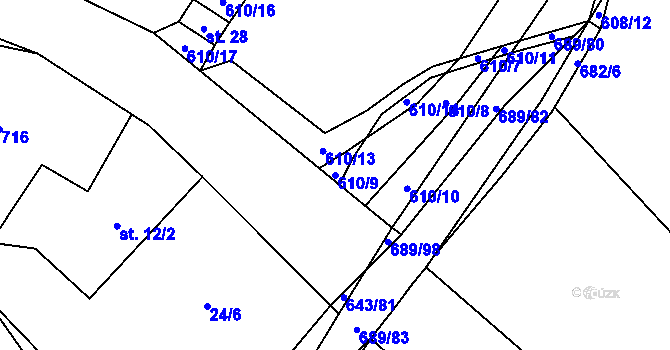 Parcela st. 610/9 v KÚ Drahkov, Katastrální mapa
