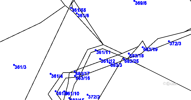 Parcela st. 361/11 v KÚ Drahkov, Katastrální mapa
