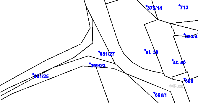 Parcela st. 651/27 v KÚ Drahkov, Katastrální mapa