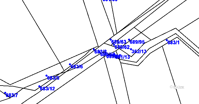 Parcela st. 689/59 v KÚ Drahkov, Katastrální mapa