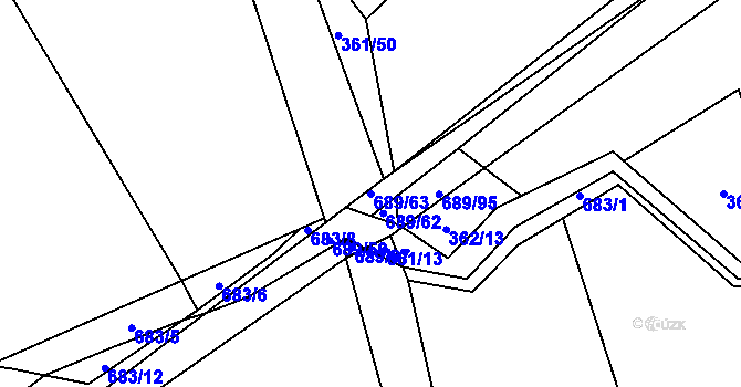 Parcela st. 689/63 v KÚ Drahkov, Katastrální mapa