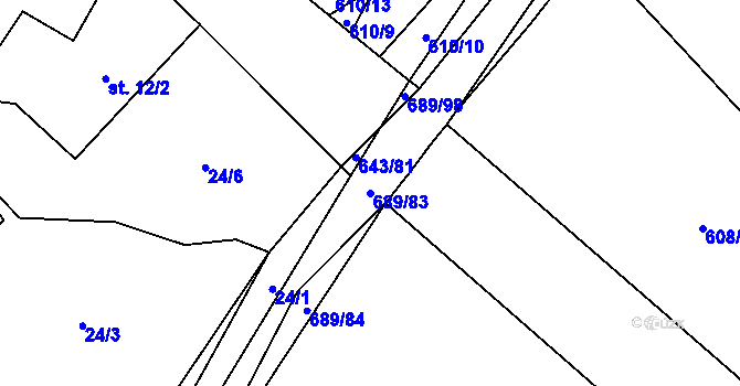 Parcela st. 689/83 v KÚ Drahkov, Katastrální mapa