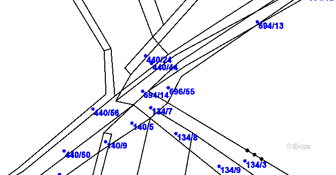 Parcela st. 696/55 v KÚ Drahkov, Katastrální mapa