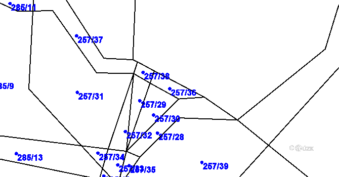 Parcela st. 257/36 v KÚ Drahkov, Katastrální mapa