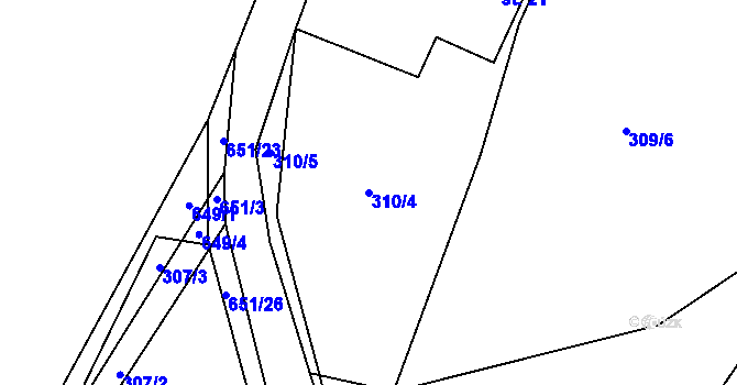 Parcela st. 310/4 v KÚ Drahkov, Katastrální mapa