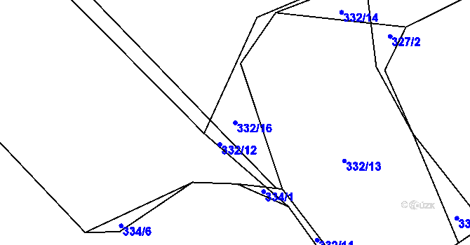 Parcela st. 332/16 v KÚ Drahkov, Katastrální mapa