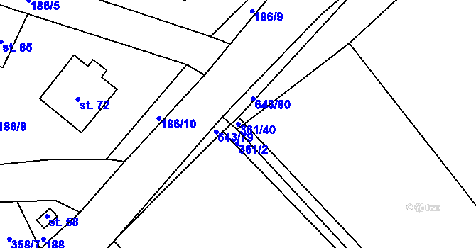 Parcela st. 361/40 v KÚ Drahkov, Katastrální mapa