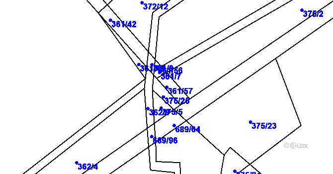 Parcela st. 361/57 v KÚ Drahkov, Katastrální mapa