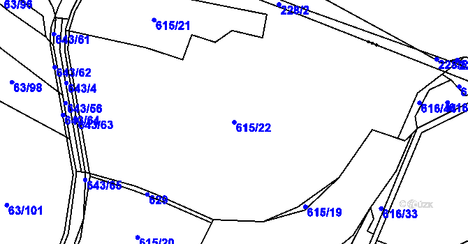 Parcela st. 615/22 v KÚ Drahkov, Katastrální mapa