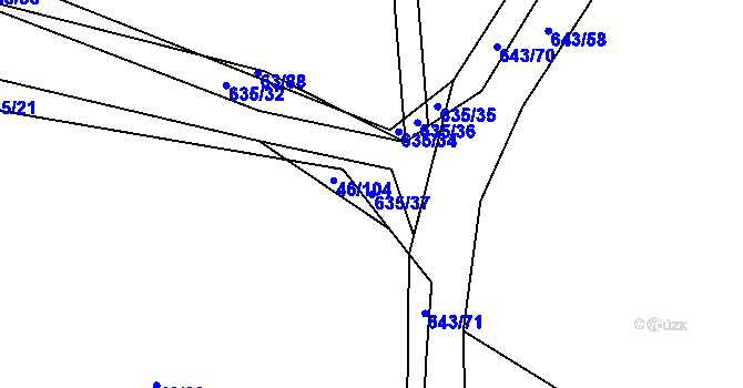 Parcela st. 635/37 v KÚ Drahkov, Katastrální mapa