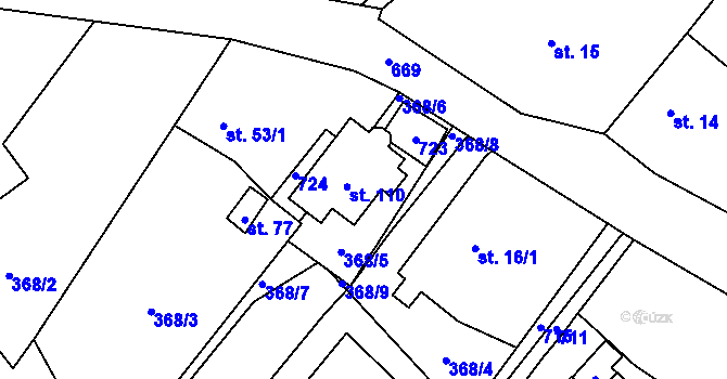 Parcela st. 110 v KÚ Drahkov, Katastrální mapa