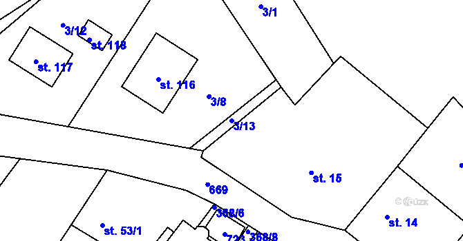 Parcela st. 3/13 v KÚ Drahkov, Katastrální mapa